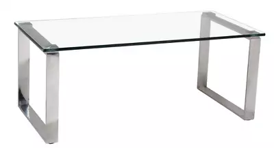 £99.99 • Buy Coffee Table Clear Tempered Glass Top Stainless Steel Legs