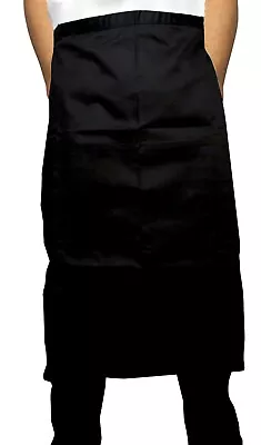 Black Bistro Apron Long Waist Pocket Polycotton Chefs Unisex 70 X 77cm • £7.95