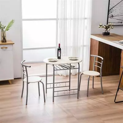 3Piece Dining Table Sets Glass Metal 2 PVC Leather Chairs Kitchen Room Furniture • $89.69