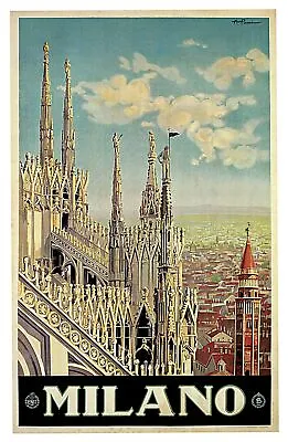 Decor MIlano Italy Travel Poster. Fine Graphic Design. Home Shop Wall Art. 1965 • $37