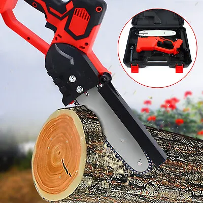 8  Mini One-Hand Chainsaw Electric Cordless Chain Saw Wood Cutter W/ Baffle 18V • $31.35