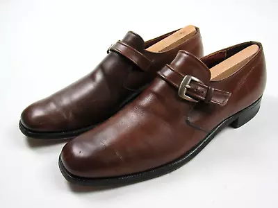 Vtg 1960sTree-Mark Mod Monk Strap Brown Leather Dress Shoes Sz 11.5 C 60s 70s • $39.99