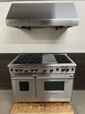 $8900 • Buy Wolf R486G - 48  Professional All Gas Range 6 Burner Griddle + Wolf 48  Hood