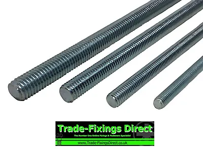 300mm Fully Threaded Metric Bar Studding Rod Steel Zinc Plated M6 M8 M10 M12  • £2.75