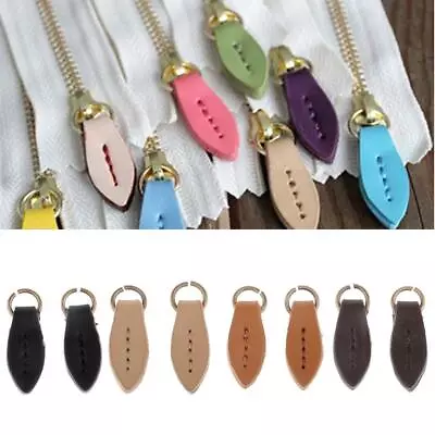 2Pcs Leaf Shape Leather Zipper Tags Pull Tab Replacement DIY Wallet Purse Bags • $13.55