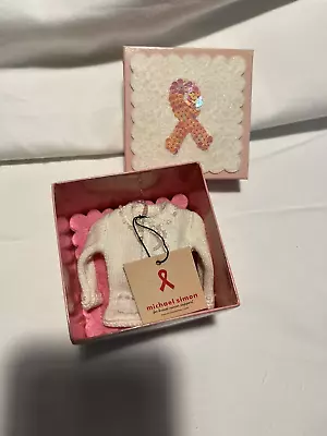 Michael Simon Breast Cancer Handmade Beaded Sweater Christmas Ornament • $48