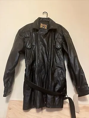 Phase 2 ~ Black Leather Jacket Mens Large Motorcycle Vntg 80s 90s Biker W/ Tags • $60