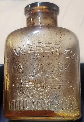 $35 • Buy Rare Antique *Linseed Oil * 2.5oz Pharmaceutical Sphinx F Weber Co. Bottle, Pa. 