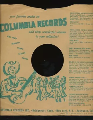 78 RPM Company Logo Sleeves- POST WAR-COLUMBIA- Country-Folk • $12