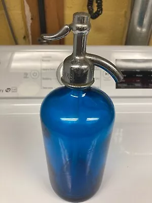 Vintage Blue Seltzer Bottle Ideal Beverage Montclair NJ Made In Czechoslovakia • $30