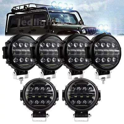 6Pcs 7Inch Round LED Work Light Spot Combo DRL Driving Lamps Offroad 4X4 SUV Car • $219.99