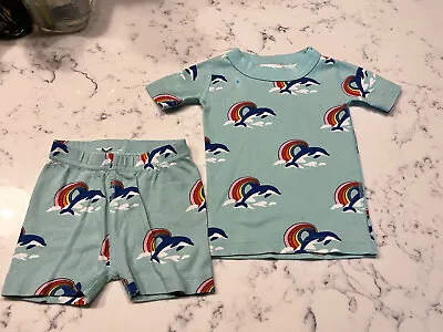 Hanna Andersson 80 Pajamas Dolphin Rainbow Shorts T Shirt PJ 2 Boy Girl • $9