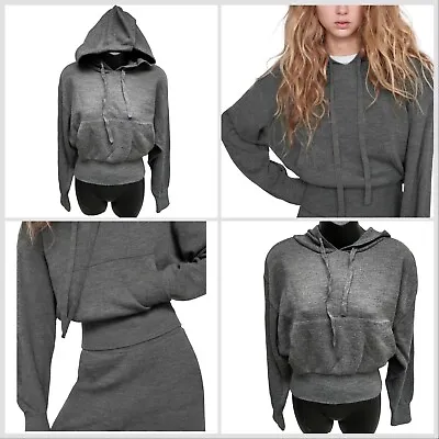 Zara Long Sleeve Gray Knit Pullover Sweater Hoodie Drawstrings Women’s XS GRUNGE • $23.87