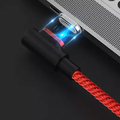 Red IOS 8Pin Micro USB Type-C Plug Magnetic Fast Charger Cable Braided Rope Cord • $8.49