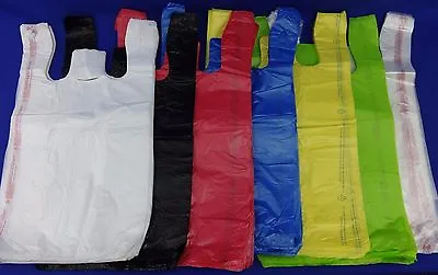 $7.99 • Buy 11.5  X 6  X 21  T-Shirt Bags Plastic Retail W/ Handles Variety Of Colors & Qty.