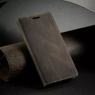 Genuine Leather Magnetic Flip Wallet Card Case Cover For IPhone 7 8 11 15 Pro XR • £6.95