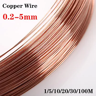 Copper Wire Round Solid Bare 0.2mm 0.3mm 0.4mm 0.5mm 0.6mm 0.8mm 1mm 2mm To 5mm • £1.96