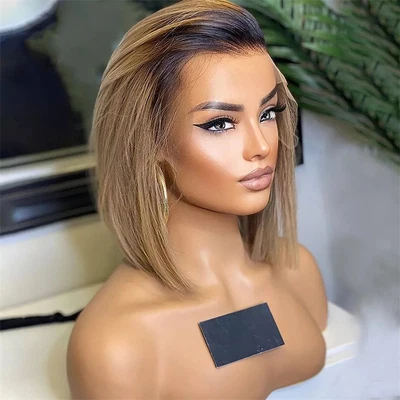 $860.09 • Buy European Virgin Hair Straight Short Bob Swiss Lace Kosher Sheitel Wigs For Women