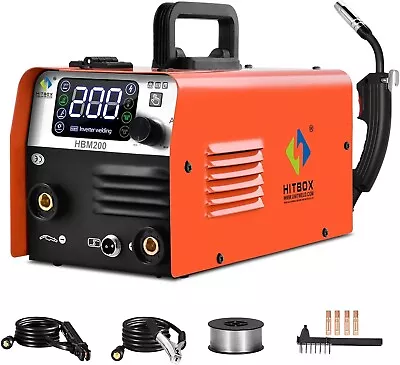 HITBOX MIG Welder 110V 200A Flux Core Welder Gasless MIG/Lift TIG/Stick • $89.99