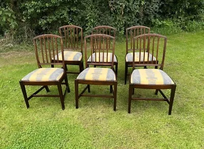 Antique Reproduction Mahogany Drop Seat Fabric Georgian Style 6 X Dining Chairs • £125