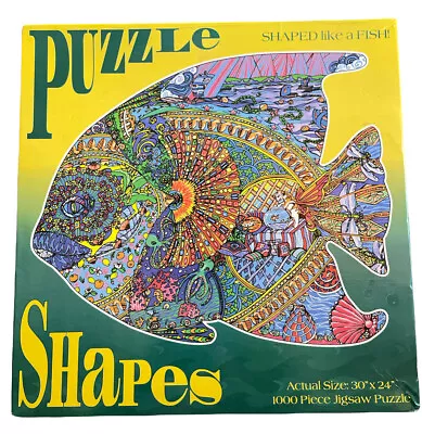 Vintage 1998 Ceaco Puzzle Shapes 1000 Piece Colorful Mosaic Fish Jiggsaw Puzzle • $25