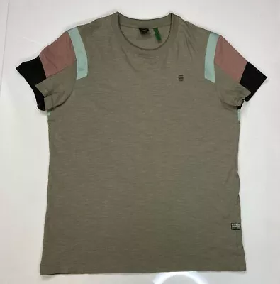 G-Star Raw Motac Fabric Mix T-shirt Men XL Olive Green Colorblock Short Sleeve • $29.95