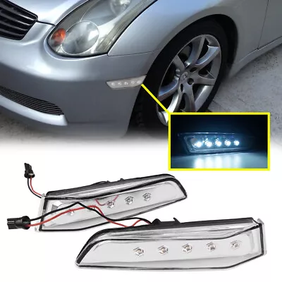 White LED Bumper Side Marker Lights Clear Lens For 2003-2007 Infiniti G35 Coupe • $9.89