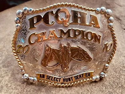 PCQHA Silverado Quarter Horse Sterling Silver Overlay Horse Trophy Buckle • $175