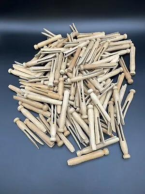 Vintage Lot120 Wooden Clothes Pins Rounded Top Clothespins Wood Craft Country • $26.99