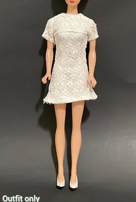 Vintage Barbie Doll Clone White Dress  Mod Fab Lu Shillman Clothes ~Outfit Only • $22