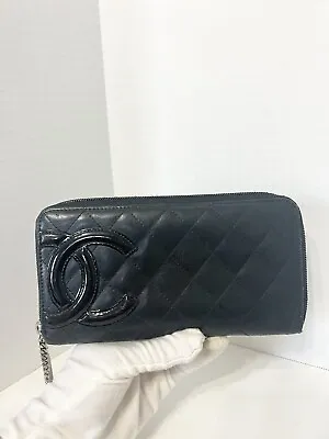 Chanel Cambon Black Long Zip Wallet • $199.99