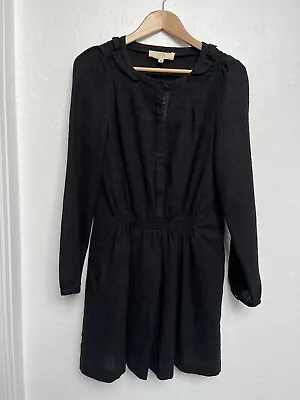 Vanessa Bruno Athe Charcoal Grey Wool Long Sleeve Dress Silk Slip Size 38 (10) • £26.99