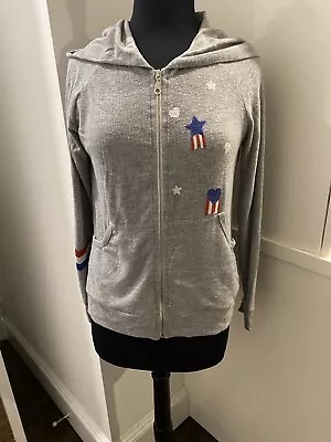 Lauren Moshi Vintage Heart Stars Stripe Hoodie Gray Size S Small NWT • $99