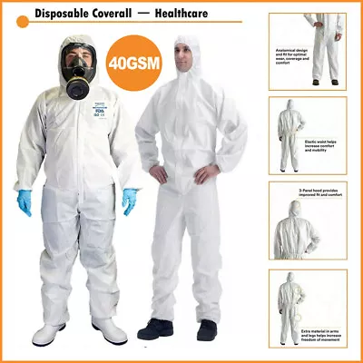 £34.99 • Buy Disposable Coveralls White Hood Paper Suit Painters Protective Overalls Suit UK
