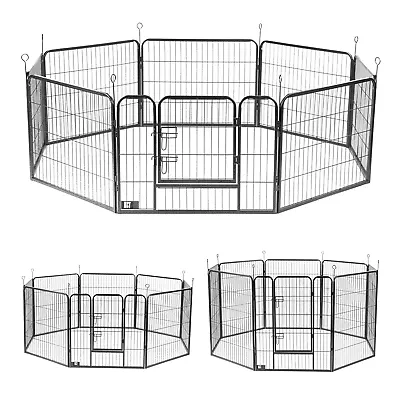 8 Panel Heavy Duty Pet Play Pen Cage Dog Rabbit Puppy Metal Outdoor Enclosure • £55.95