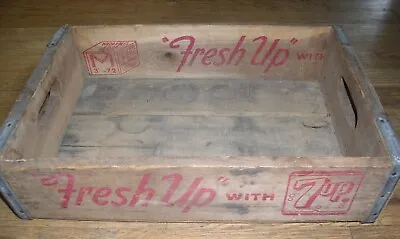 7-UP Wooden Carrying Bottle Case~ Fresh Up   1972 Miller Mfg. Co. Richmond VA • $24