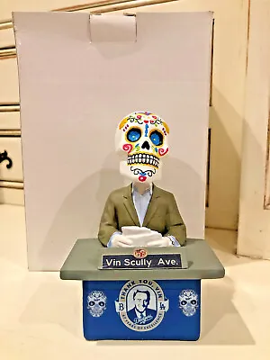 CUSTOM ~ Vin Scully Ave Dia De Los Muertos Sugar Skull White Bobblehead SGA • $219.99