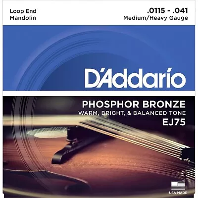 D'Addario EJ75 Phosphor Bronze Medium/Heavy Mandolin Strings (11.5-41) • $8.99