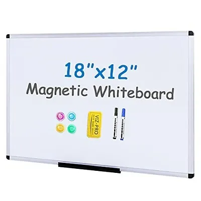 VIZ-PRO White Board Magnetic Dry Erase Board With 1 Eraser & 2 Markers & Magnet • $20.81