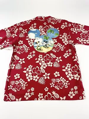 Disney Store Mickey Minnie Hawaiian Shirt Floral Aloha Mens Small Hula Red NWT • $39.95