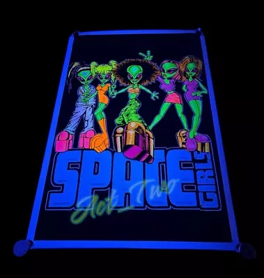 Vintage 1998 Spice Girls Poster Velvet 23”x35” Blacklight Poster Space Girls USA • $79.95