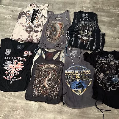 Lot Of Affliction Women’s Tank Top And Shirts All Are Size Med & Small USA Made • $75