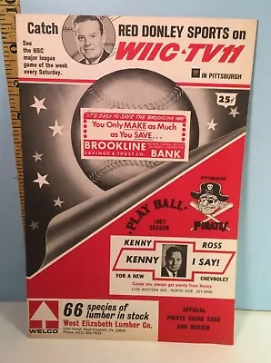 1967 Pittsburgh Pirates Vs NY Mets Baseball Scorecard June 6 • $19.95