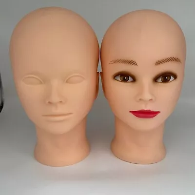 Cosmetic Wig Display With Head Mold Cosmetic Hairdressing Practice Head Mold Lea • $15