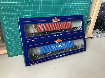 Bachmann 37-315 Intermodal Flats Pair With 40” Containers Set Hanjin Genstar • £54.99