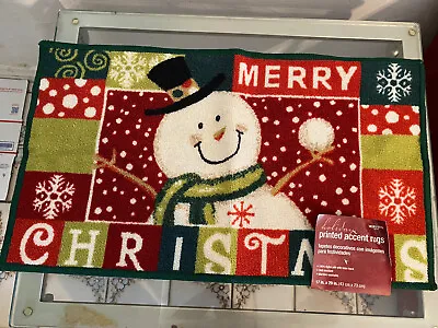 Mohawk Home Holiday Printed Accent Rug 17x29   Inches Snowman NWT • $12