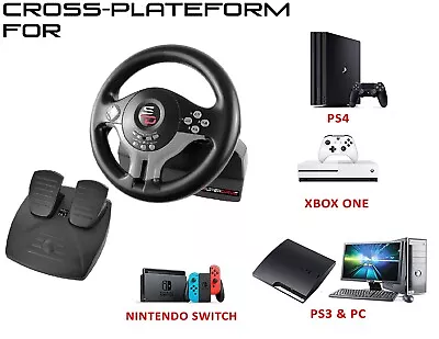 £76.95 • Buy Xbox One PS4 PS3 PC Steering Wheel And Pedal Set Gaming Racing Driving Simulator