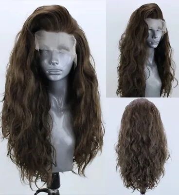 Women Lace Front Wig Heat Resistant Hair Light Brown Full Head Long Wavy • £19.94