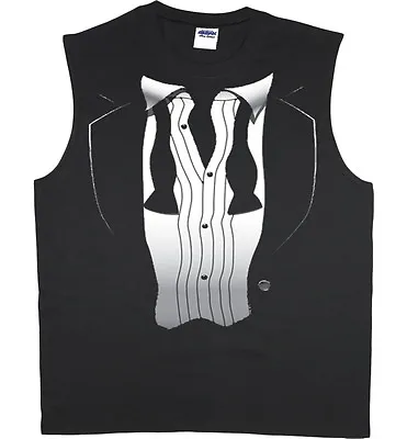 Men's Sleeveless Shirt Redneck Tuxedo Tux Groom Workout Muscle Tee Tank Top • $12.95