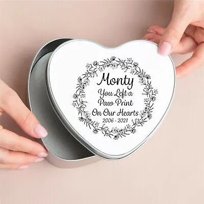 Personalised Pet Dog Cat Tin Memory Remembrance Cremation Ashes Keepsake Box • £17.99